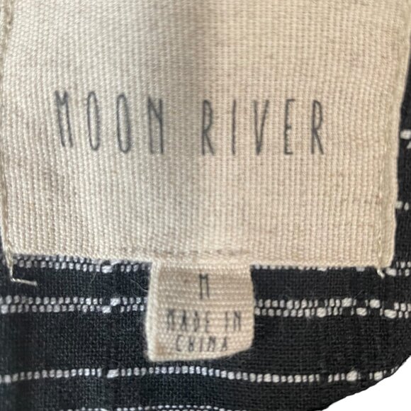 Moon River B/W Striped Flutter Sleeve Dress M Cotton Aldegon Blend Casual HOCO - Picture 2 of 12